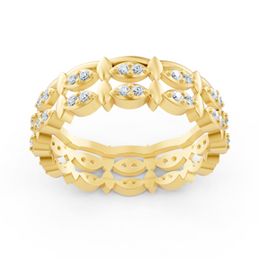 Birgie 14K Yellow Gold Diamond Eternity Ring - Timeless Marquise Elegance