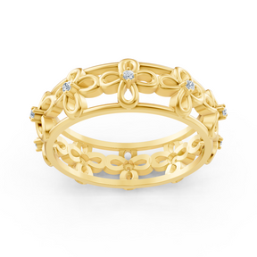 Eleganter Gelbgold-Ring mit Runddiamanten im Prong-Design