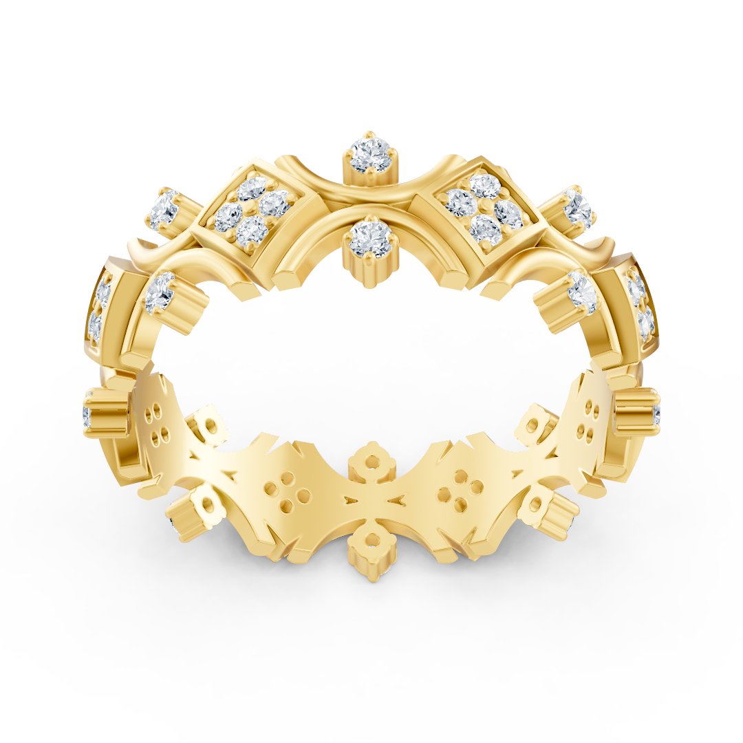 Yellow gold ring with round diamonds
