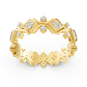 Yellow gold ring with round diamonds
