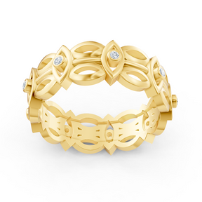 Yellow gold ring with round diamonds