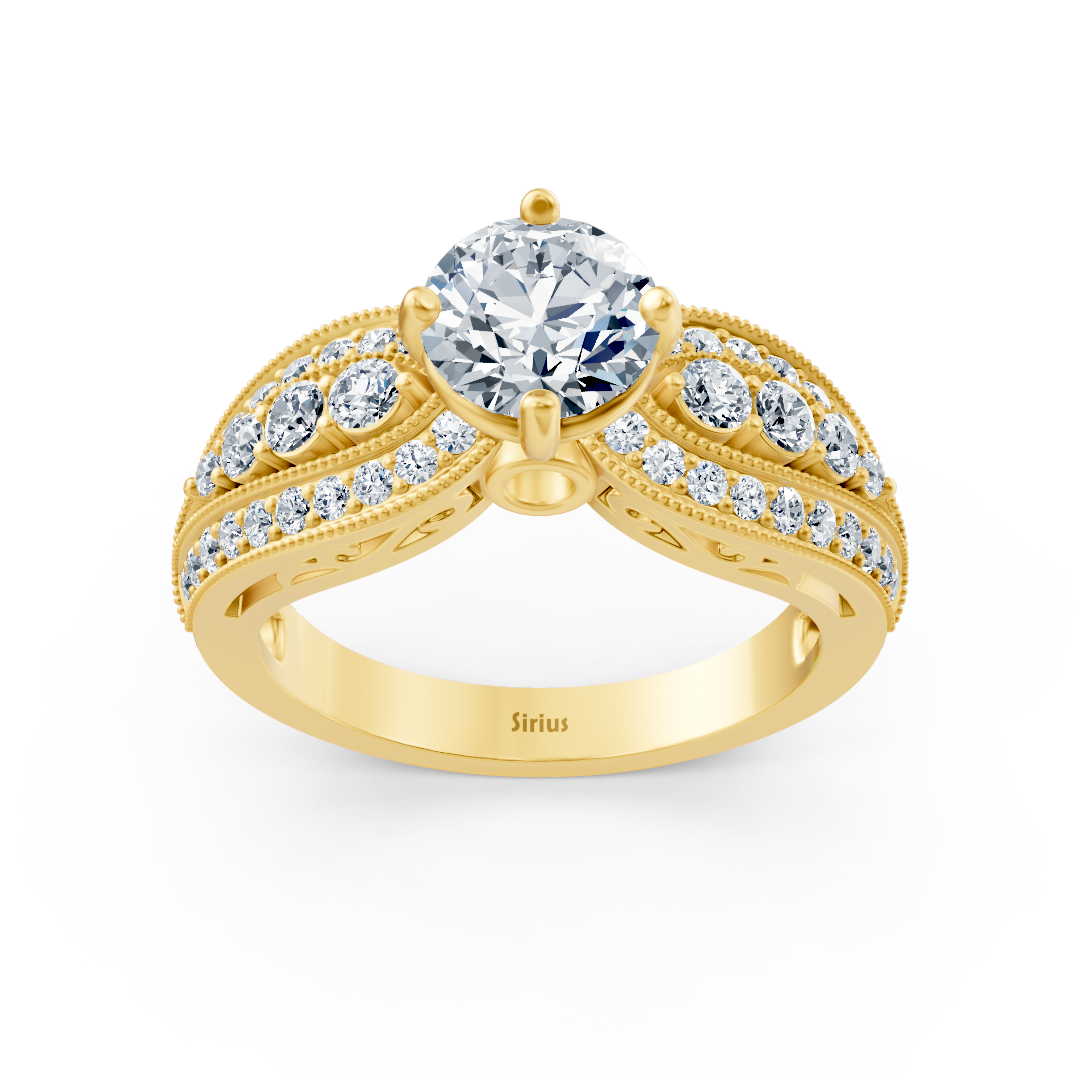 Extravaganter Weisstopas Diamant Verlobungsring aus 14 Karat Gelbgold