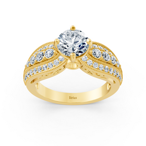 Extravaganter Weisstopas Diamant Verlobungsring aus 14 Karat Gelbgold