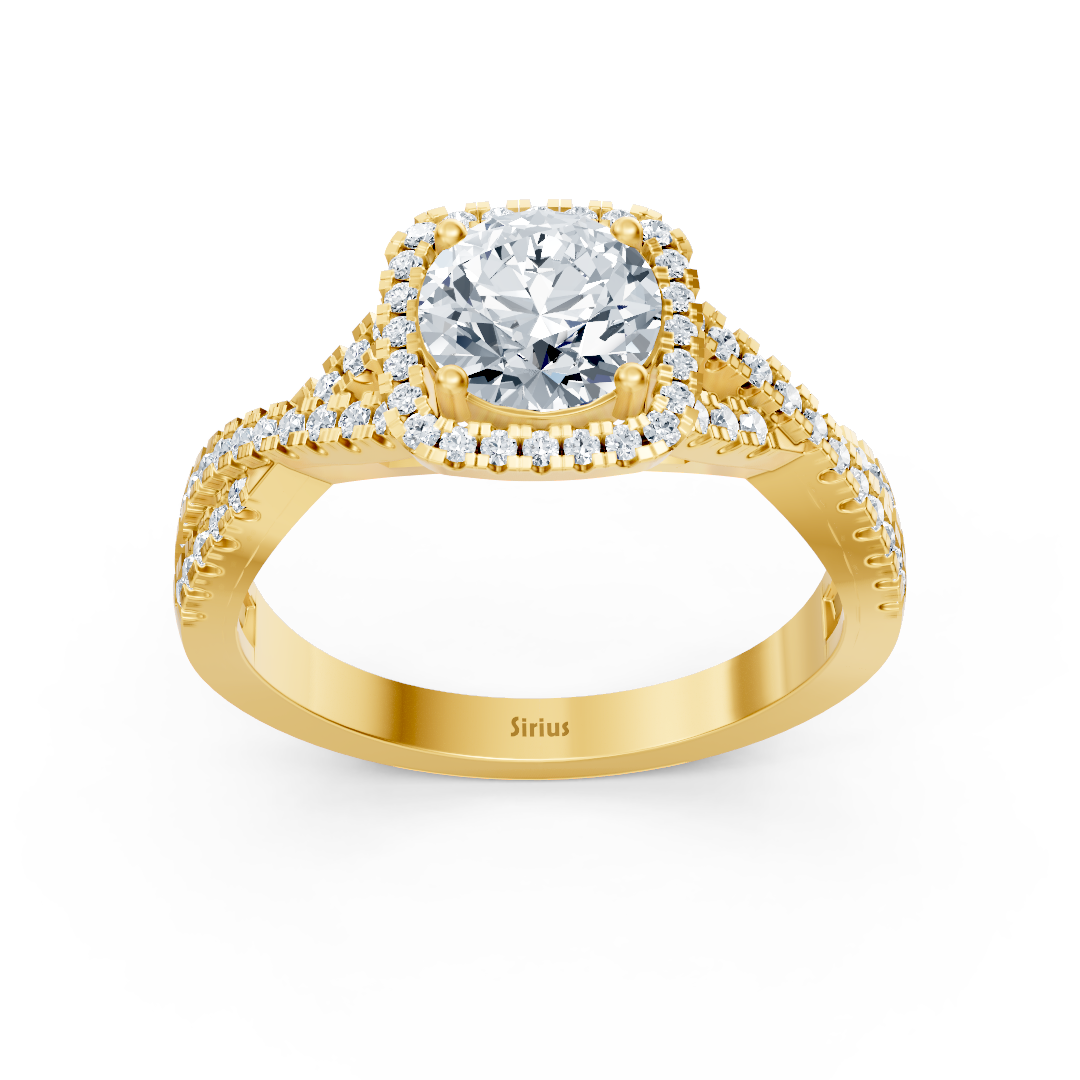 Birgie Passion Halo Diamond Engagement Ring Yellow Gold