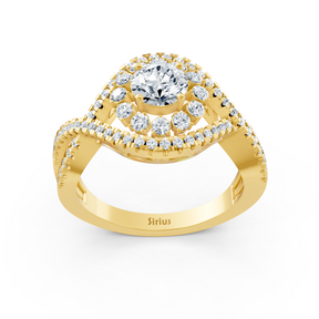 Gelbgold Diamant Halo Verlobungsring