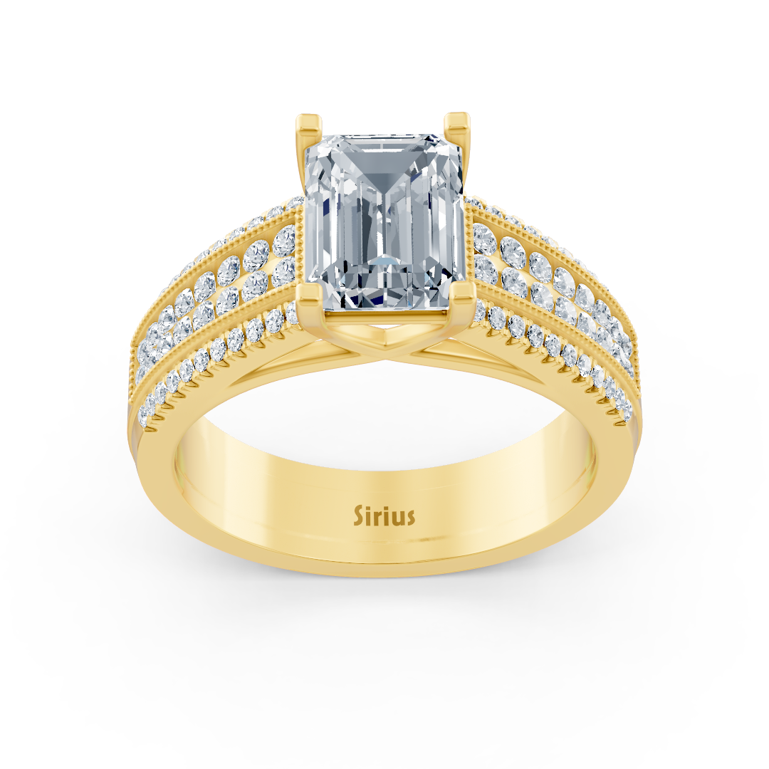 yellow gold octagon diamond engagement ring