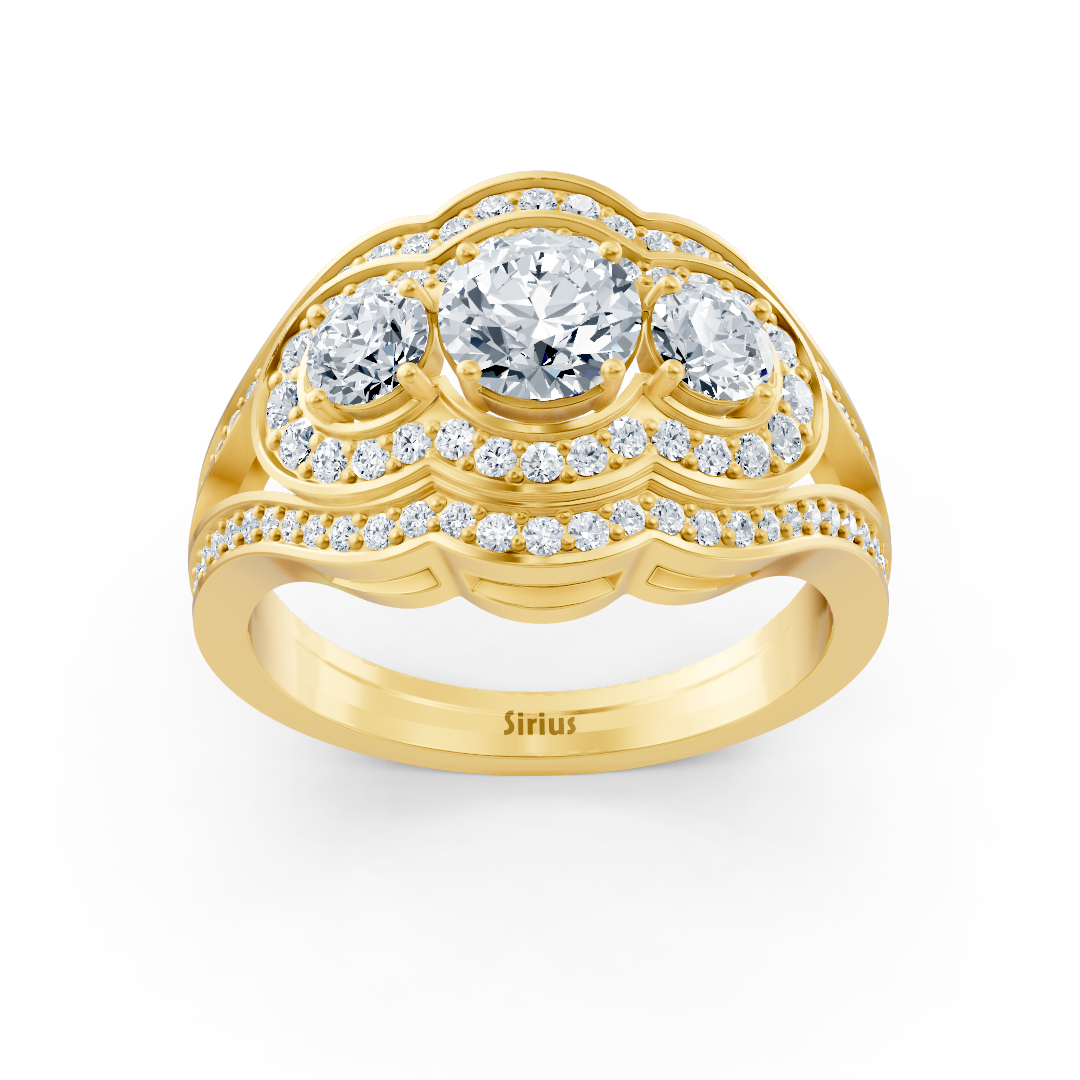 Diamond vintage engagement ring in yellow gold