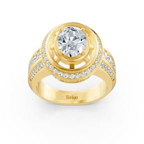 Yellow gold halo engagement ring with diamonds &amp; tourmaline