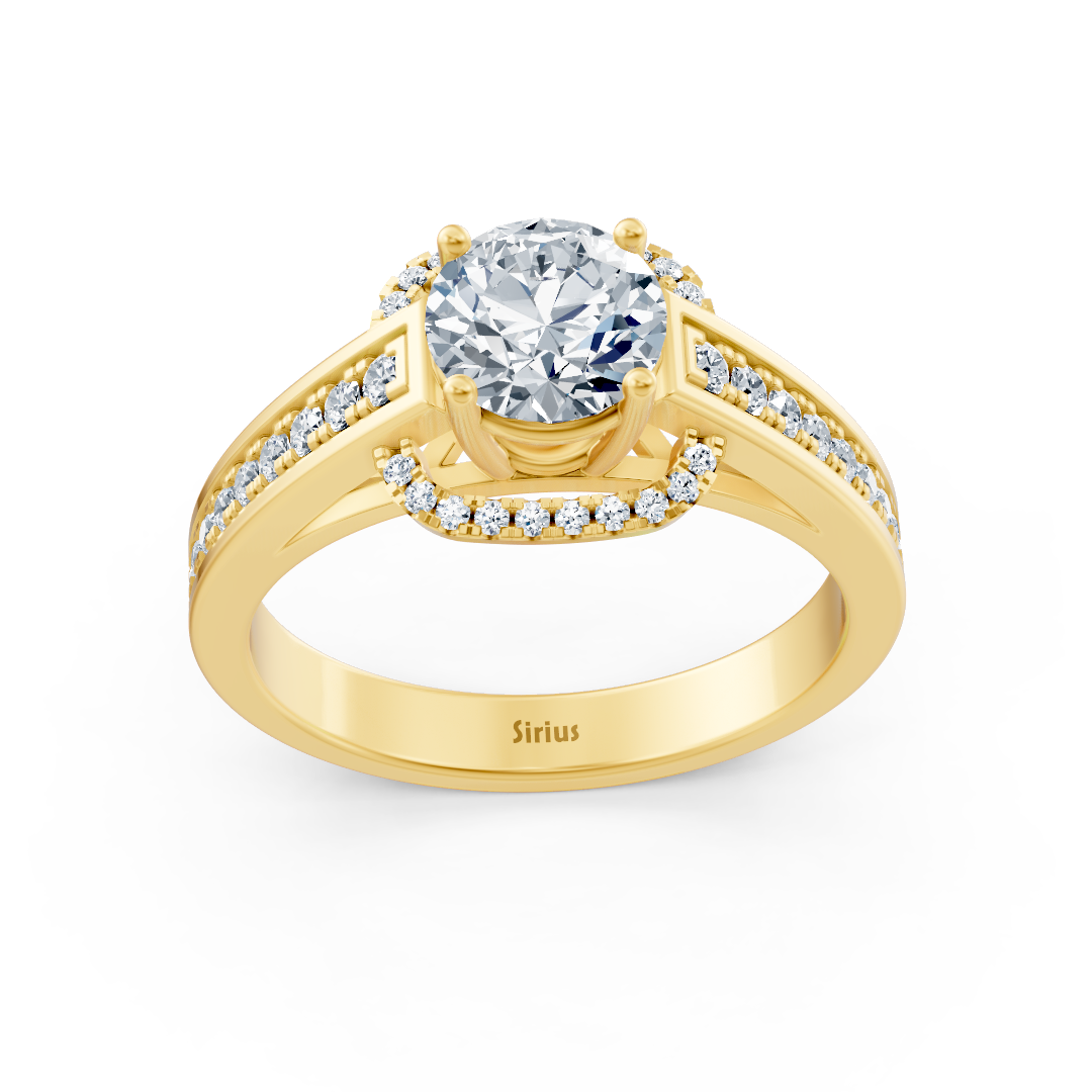 Bague élégante en or jaune avec diamants sur le côté