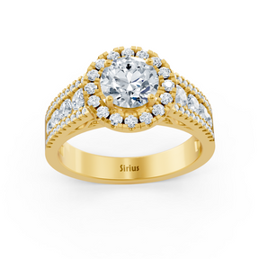 Halo diamond ring yellow gold