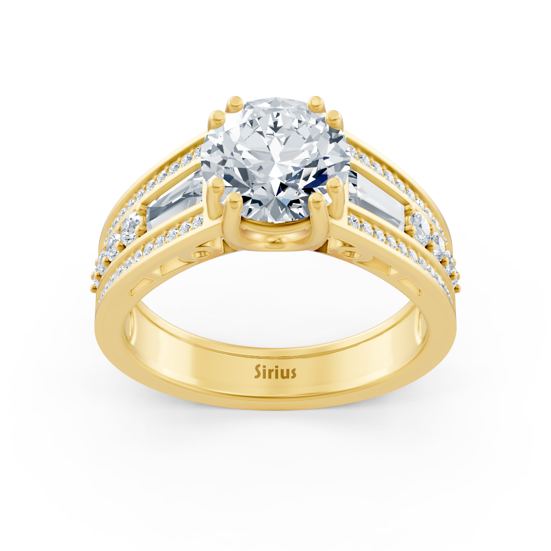 Diamantring Gelbgold mit Baguetteschliff
