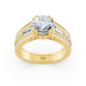 Yellow gold baguette-cut diamond ring