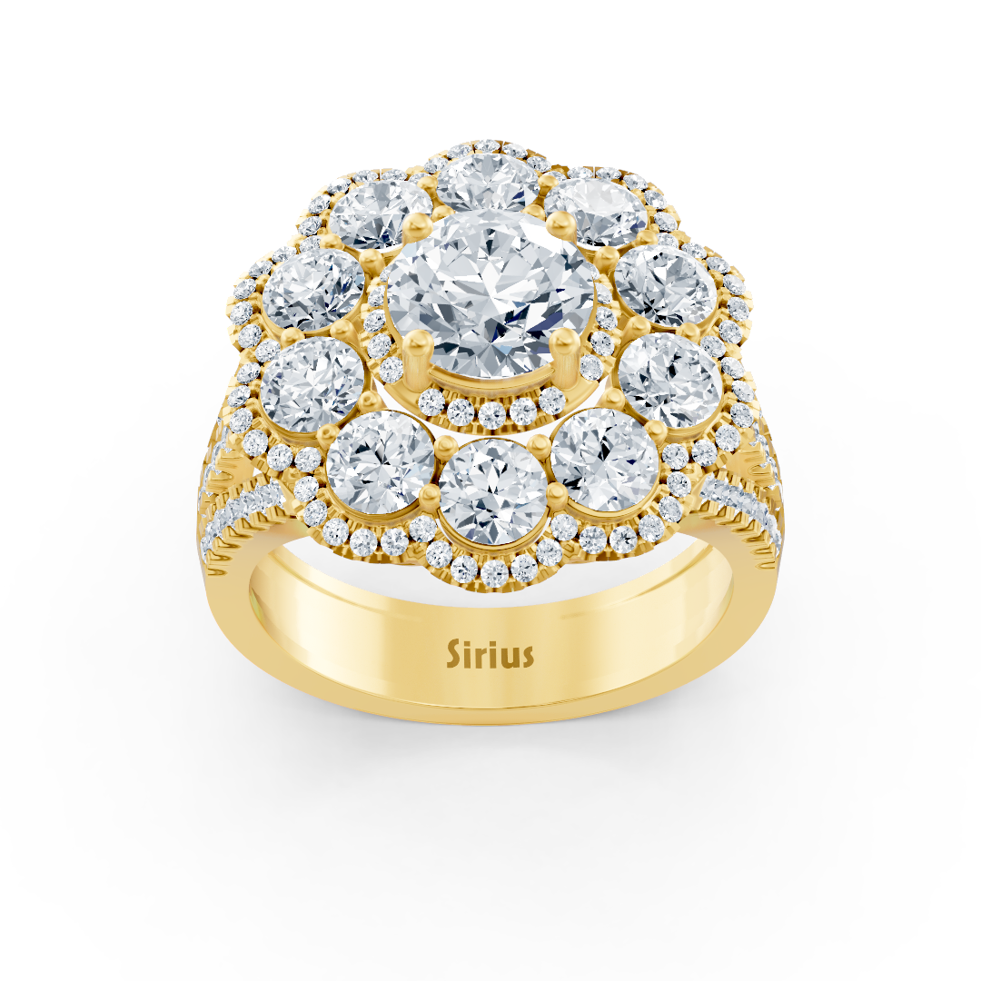 Diamond, emerald and ruby ​​ring yellow gold