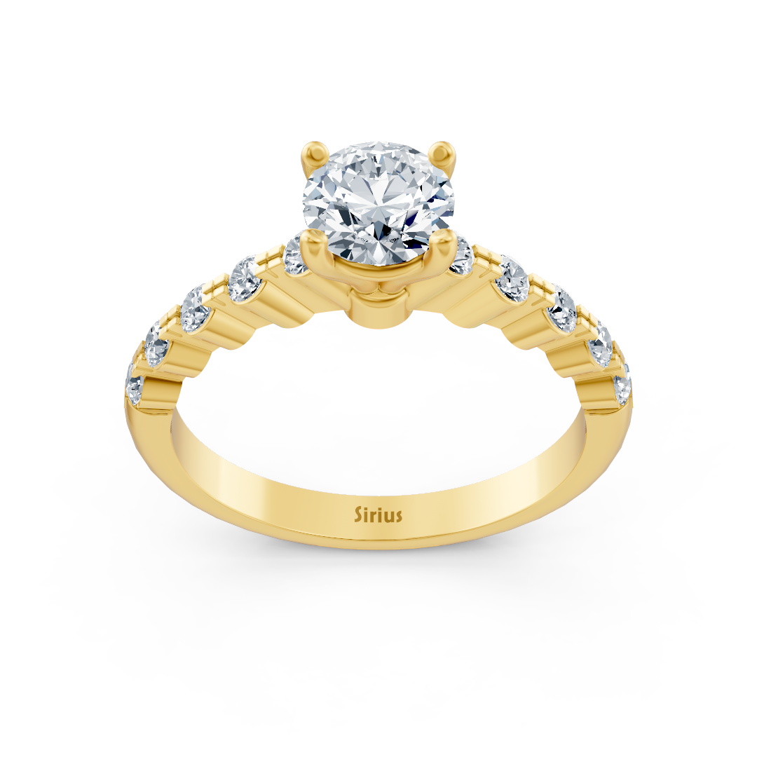 Half Eternity &amp; Solitaire Diamond Ring Yellow Gold