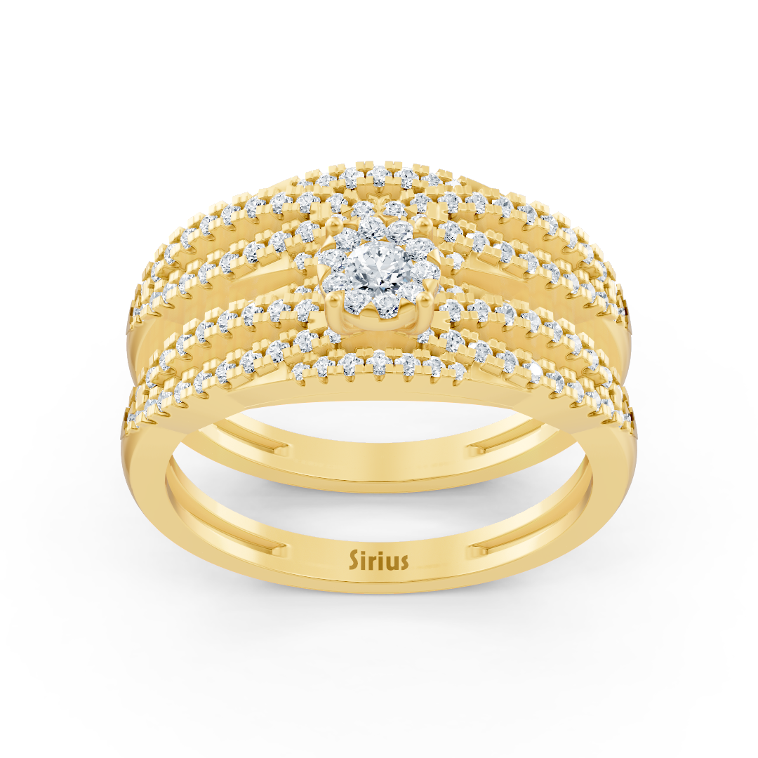 Diamond bridal ring set yellow gold