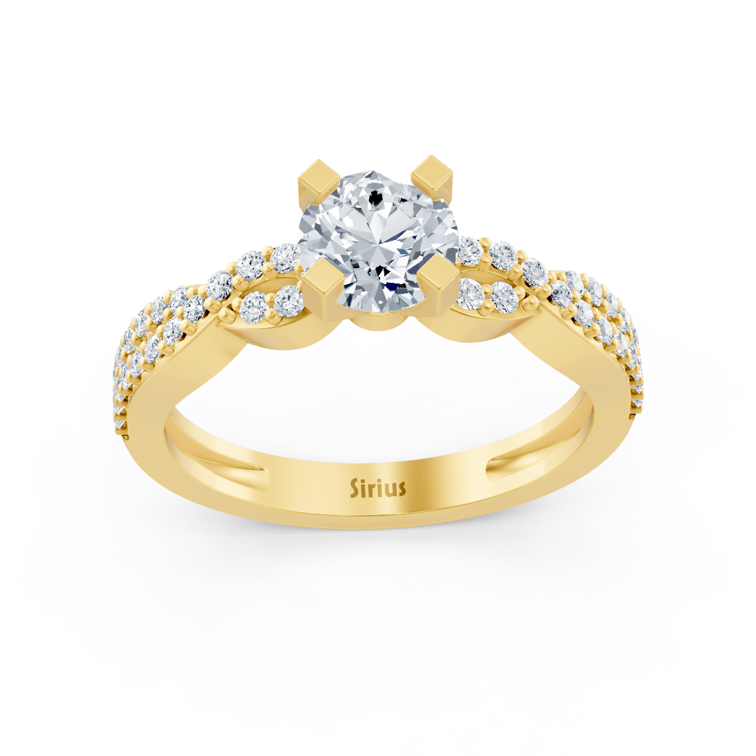 Twist Eternity &amp; Solitaire Diamond Ring Yellow Gold