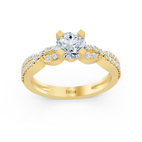 Bague Twist Eternity et Solitaire en or jaune avec diamant