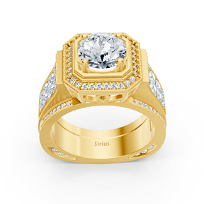 Bague Birgie Sirius en or jaune avec diamants taille ronde Passion Halo