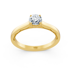 Birgie Sirius yellow gold solitaire round cut diamond ring