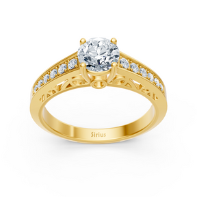 Bague Birgie en or jaune avec diamants taille ronde sertis en canal