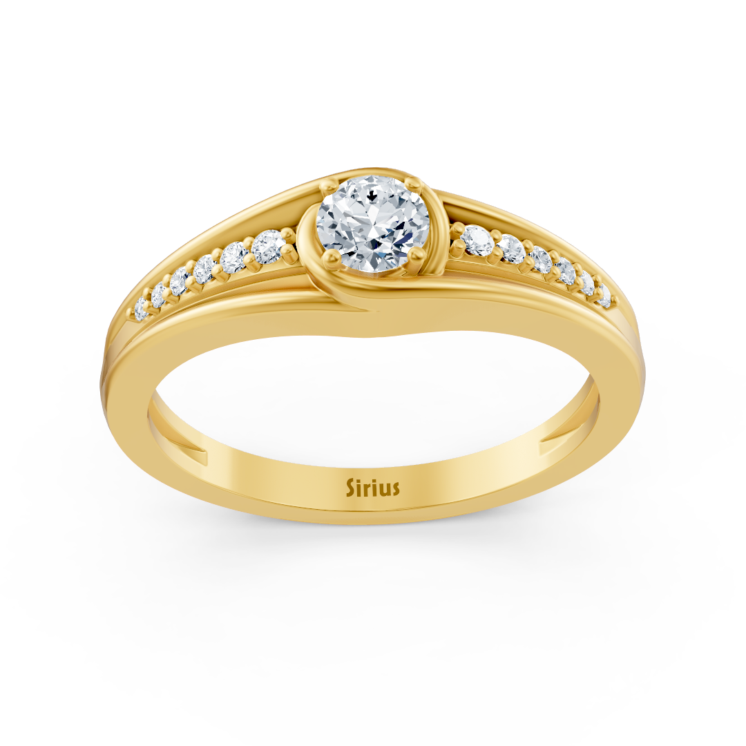 Bague en or jaune avec diamants latéraux de 0,30 carat