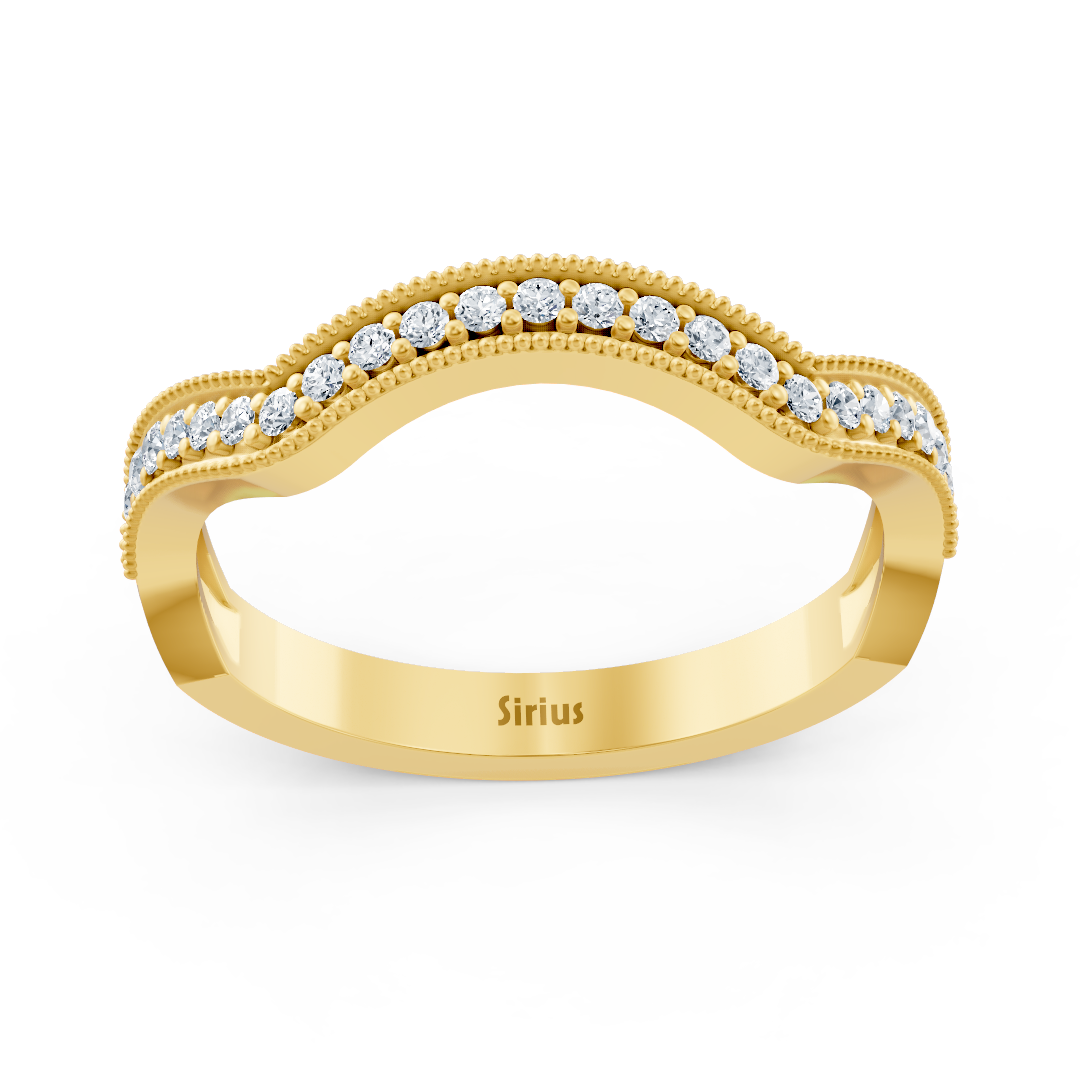 0.19 Karat Diamant Geschwungener Ehering in Gelbgold