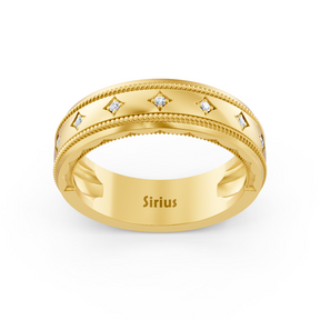 Alliance pour homme en or jaune avec diamant de 0,05 carat