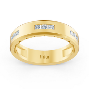 Bague homme en or jaune avec diamant taille princesse de 0,27 carat