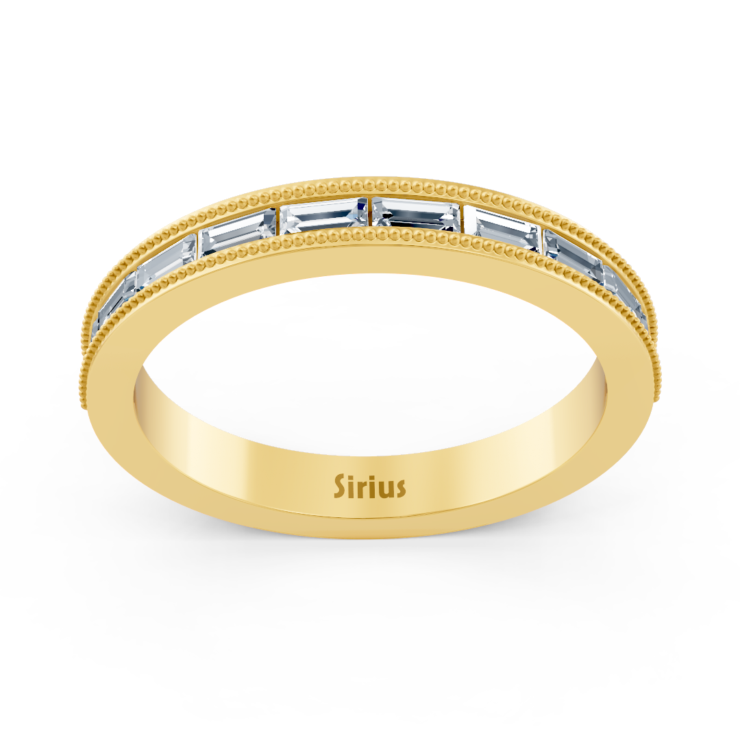 Bague demi-éternité en or jaune avec diamants taille baguette de 2,20 carats