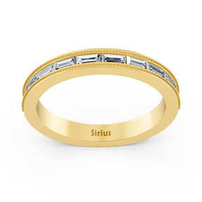 Bague demi-éternité en or jaune avec diamants taille baguette de 2,20 carats