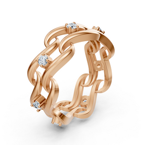 Exklusiver Rosegold-Diamantring 14K mit Rundschliff-Brillanten