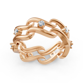 Exklusiver Rosegold-Diamantring 14K mit Rundschliff-Brillanten