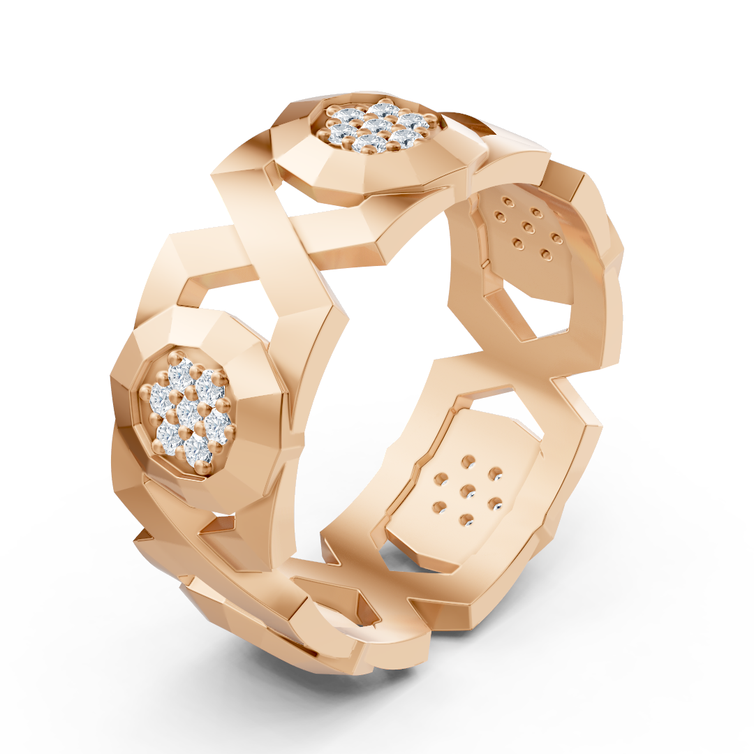 Exquisiter Rosegold-Diamantring – Geometrisches Design