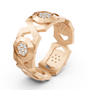 Exquisiter Rosegold-Diamantring – Geometrisches Design