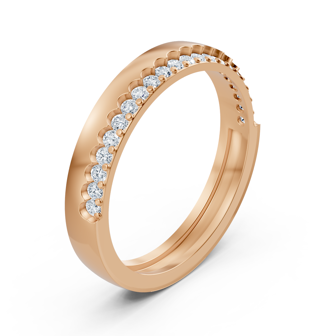 Eleganter Halbmemory-Ring mit Diamanten in Rosegold 14K