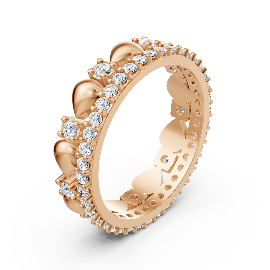 Birgie Diamond Eternity Ring 14K Rose Gold – Round Cut, 2 mm &amp; 1.5 mm