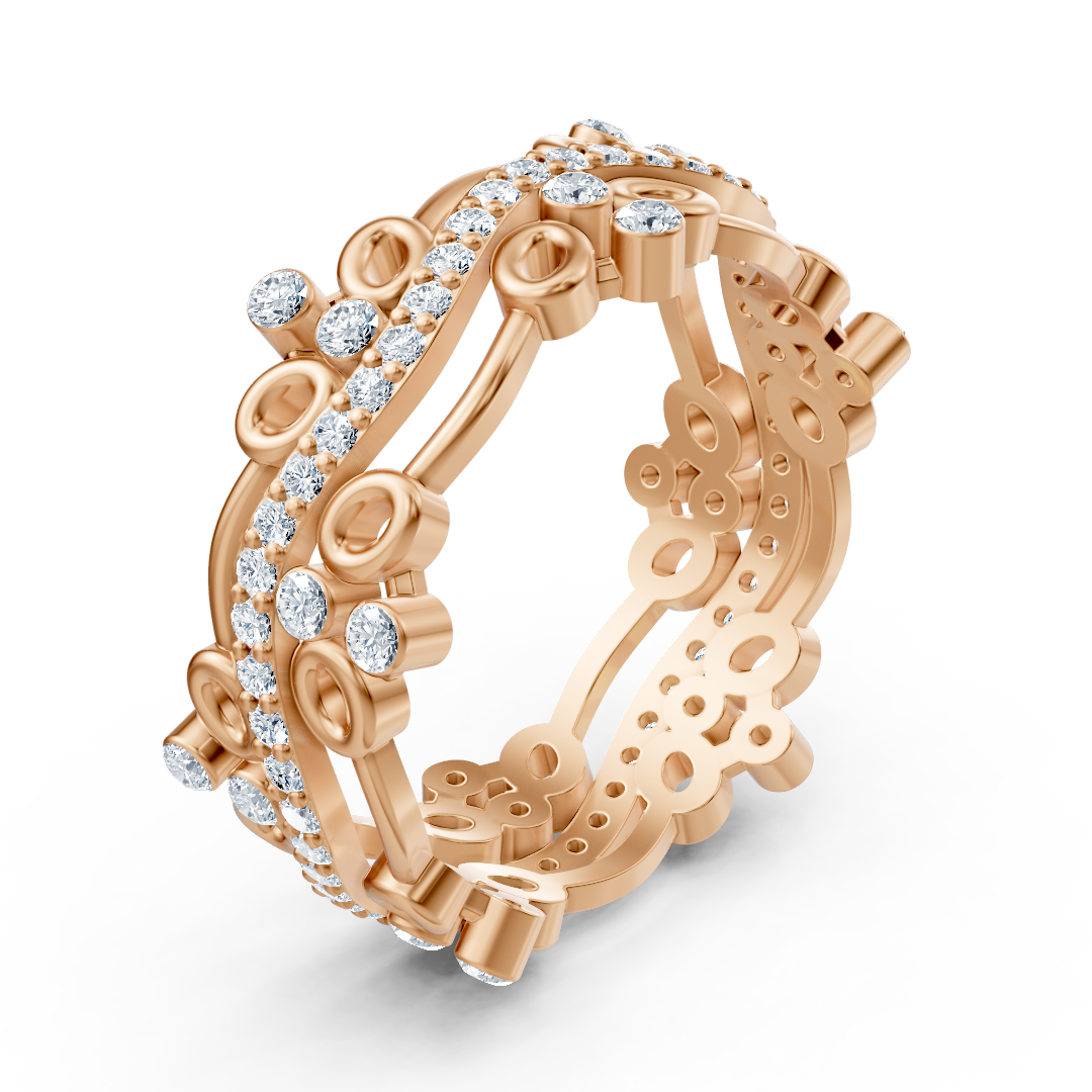 Playful circle diamond ring - 14K rose gold, approx. 0.51 carats