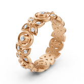 Rose gold diamond ring with a floral design