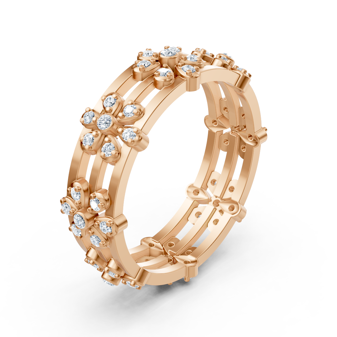 Strahlender Diamantring "Blütenmeer" - 14K Rosegold, 0,464 Karat Diamanten
