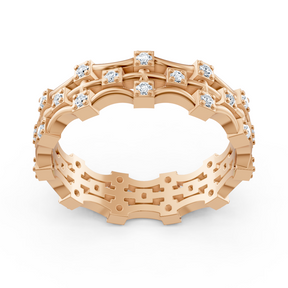 Bague moderne en or rose 14 carats avec diamants - bague femme en filigrane pour tous les jours