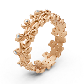 Rosegoldener Diamantring mit floralem Rankenmuster