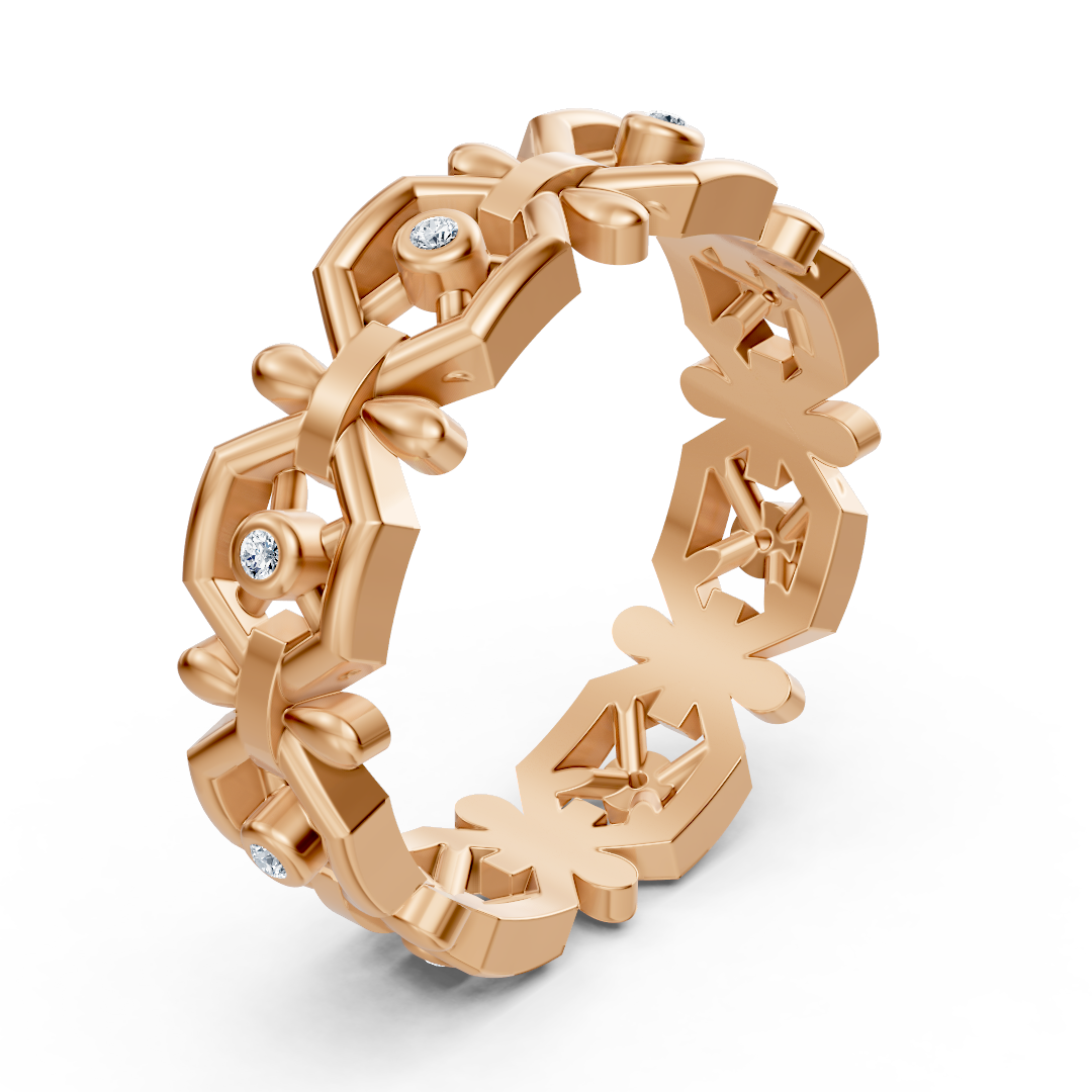Rose gold diamond ring with geometric design