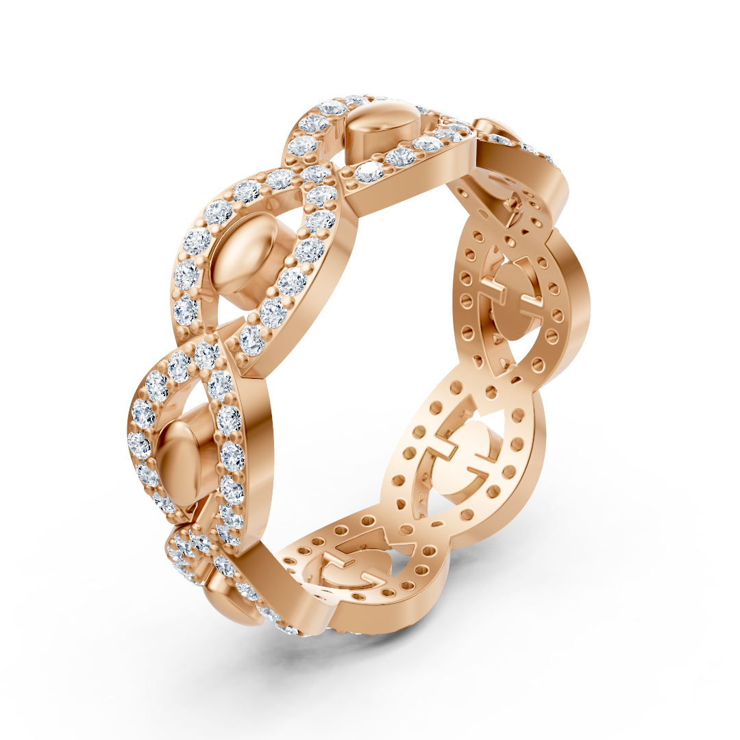 Rose gold diamond ring with intertwined design