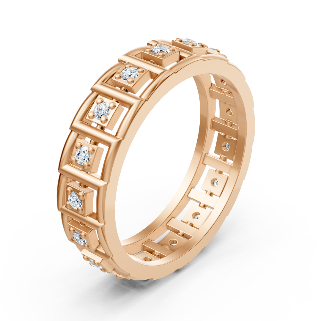 Rose gold diamond ring with square design