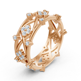 Rose gold diamond ring with a floral design