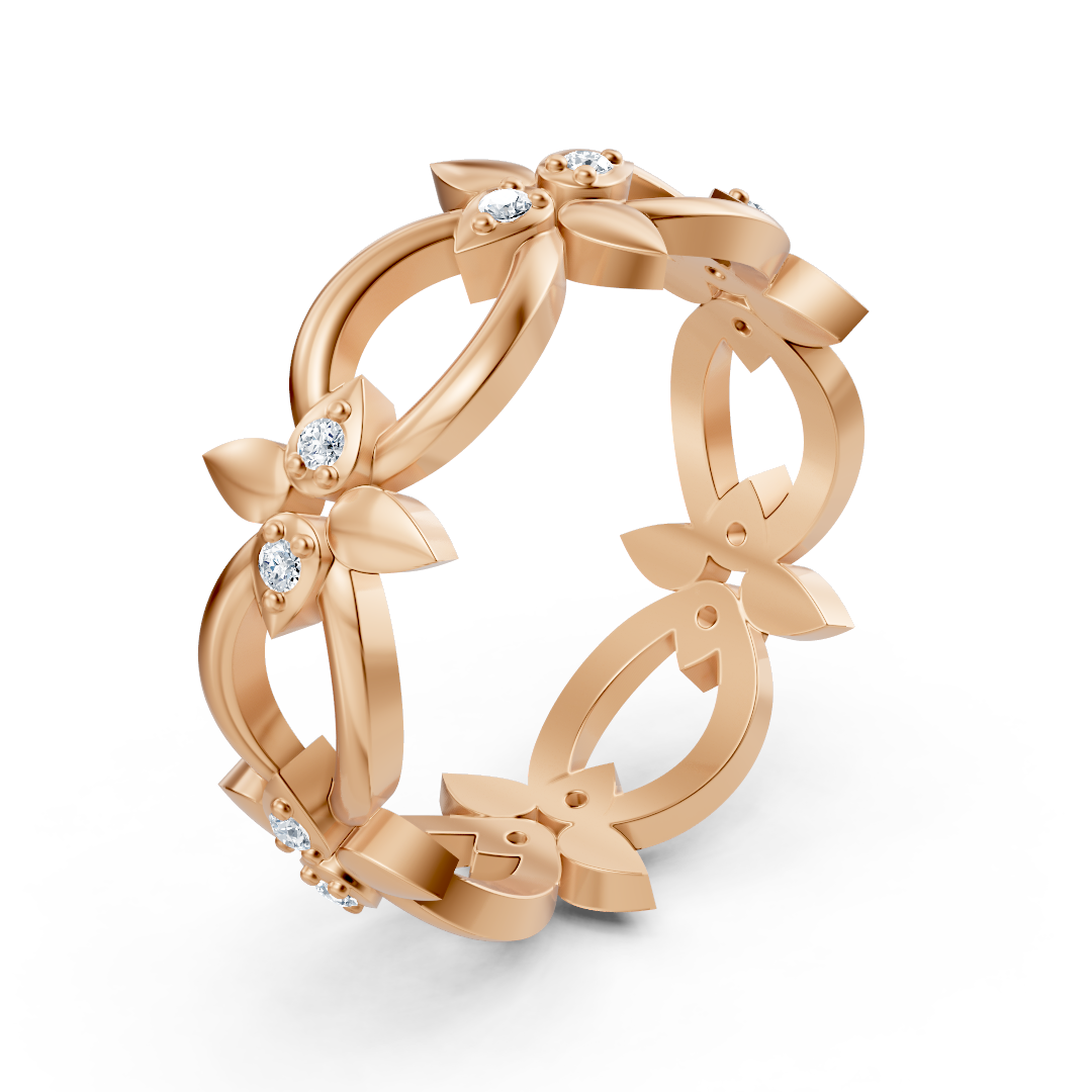 Rosegoldener Diamantring mit Blütenblattdesign