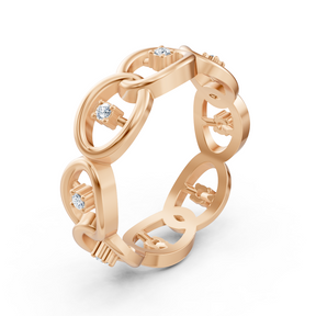 Rosegoldener Diamantring mit Kettenglieddesign