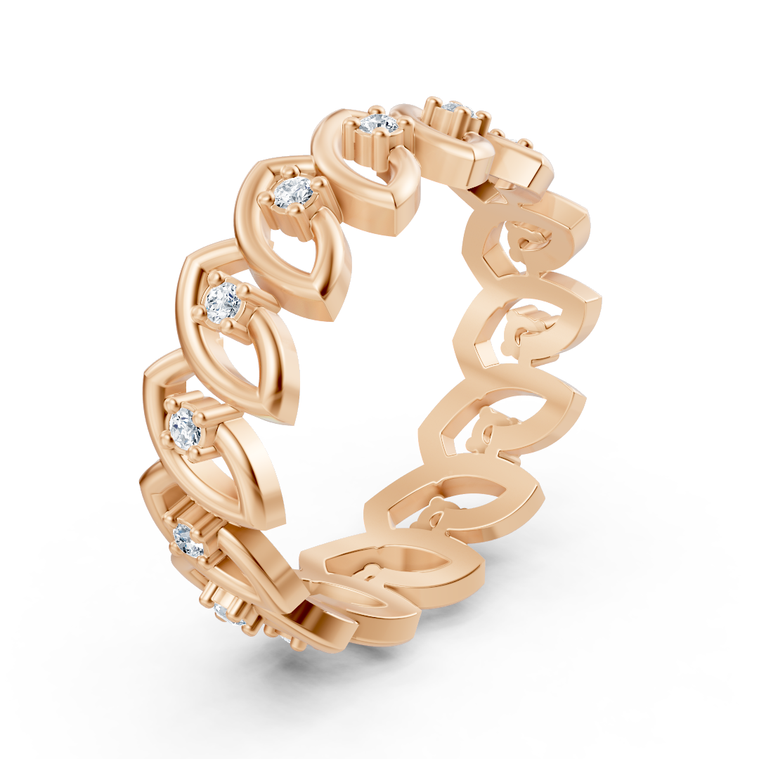 Eleganter Rosegold-Ring mit Rundschliff-Diamanten – Filigranes Design