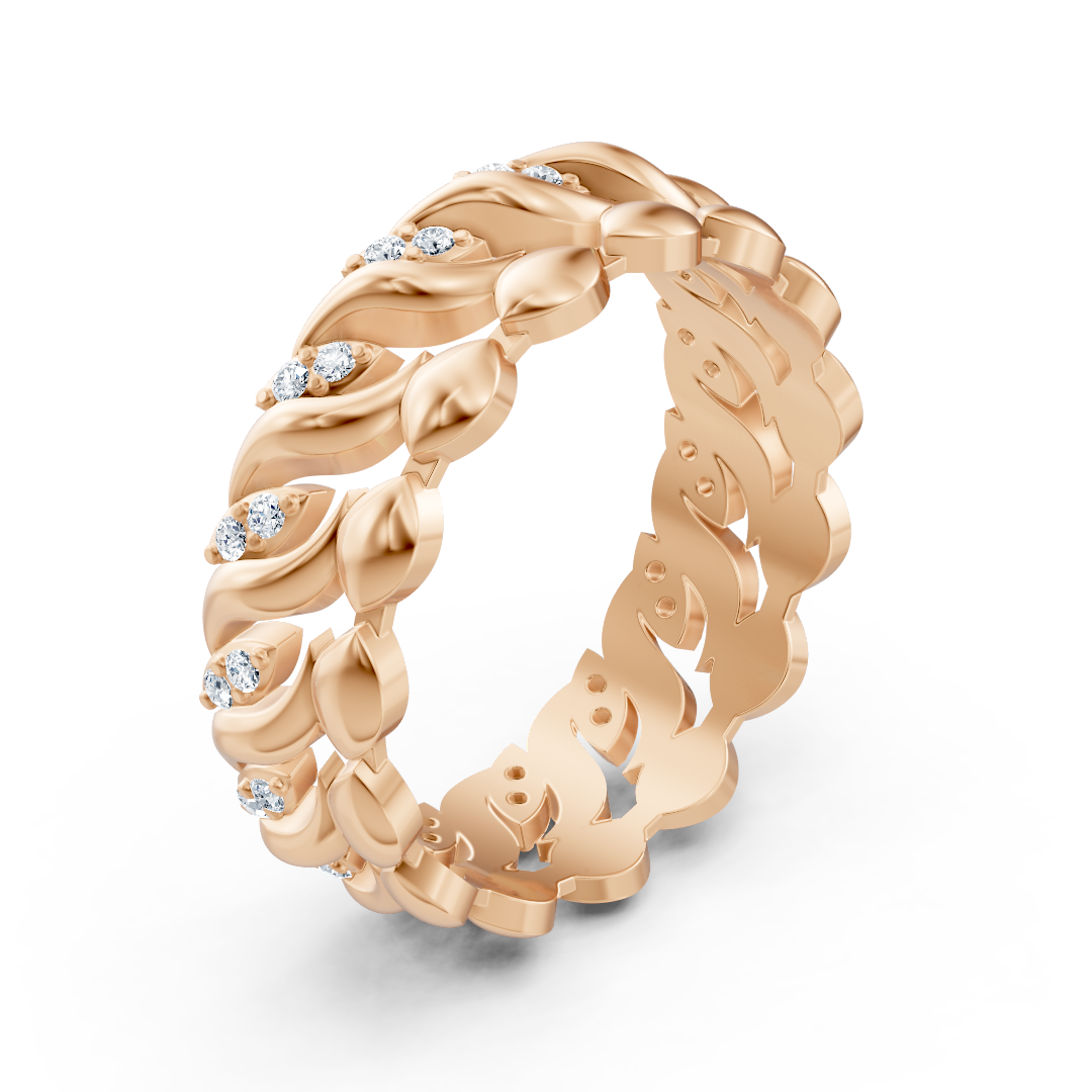Zarter Roségold Ring mit Diamanten im Herzranken Design