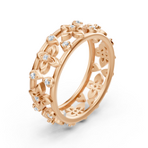 Edler Rosegold Ring mit Diamanten im Blüten Design – Filigrane Eleganz